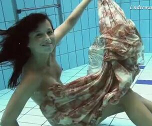 Fur covered hotty Krasula Fedorchuk in the pool